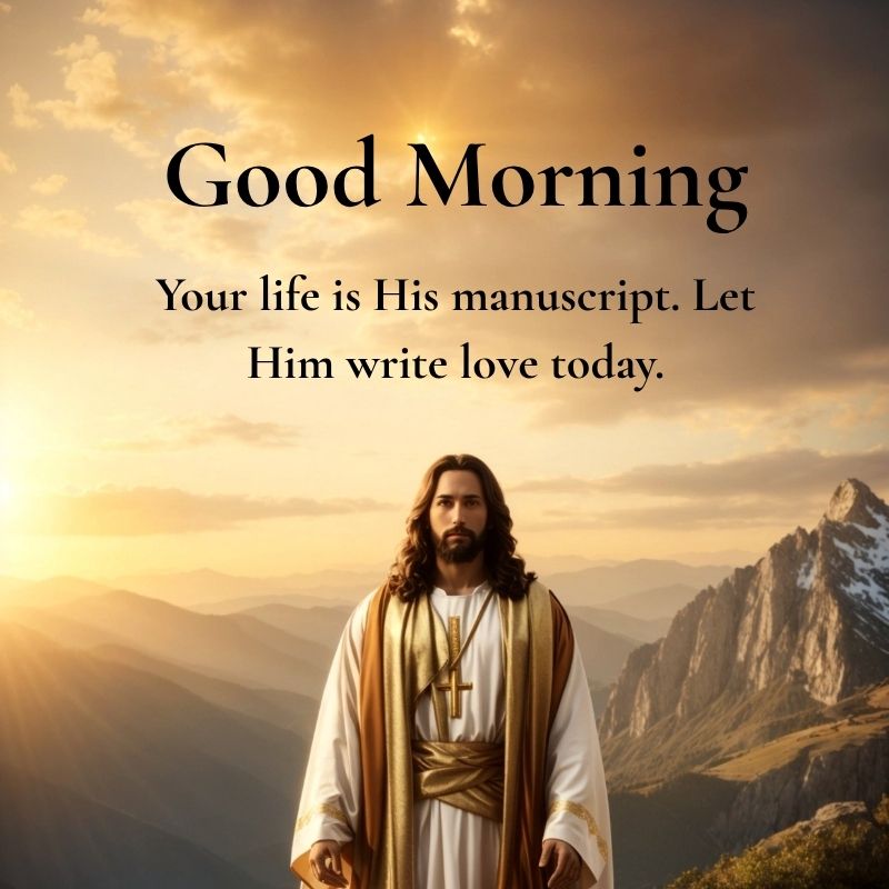 good morning message with image of jesus, conveying inspiration and positivity for the day ahead